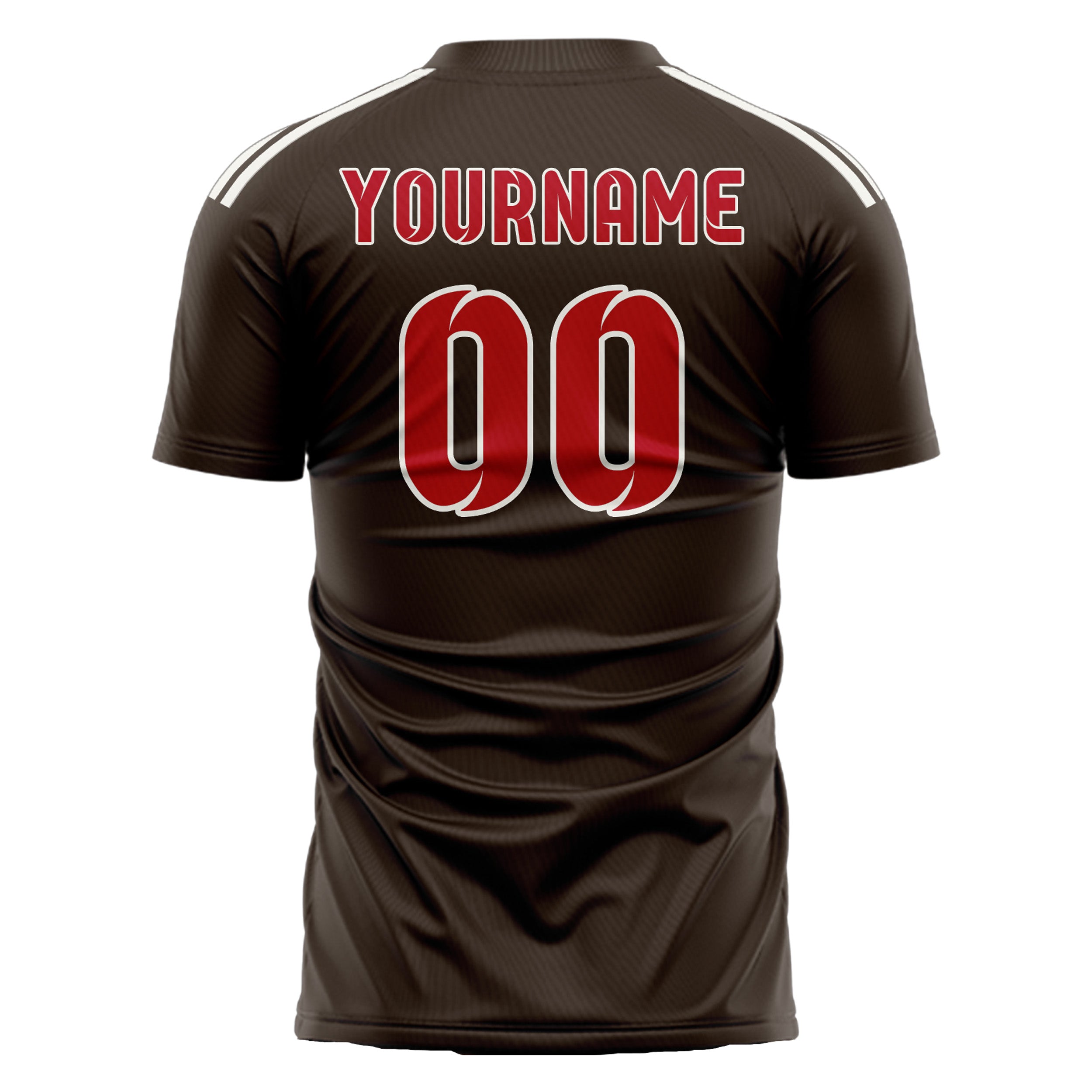 カスタムブラウンレッドサッカージャージ