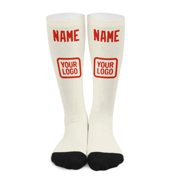 Custom Cream Orange Red Knee-High Sock