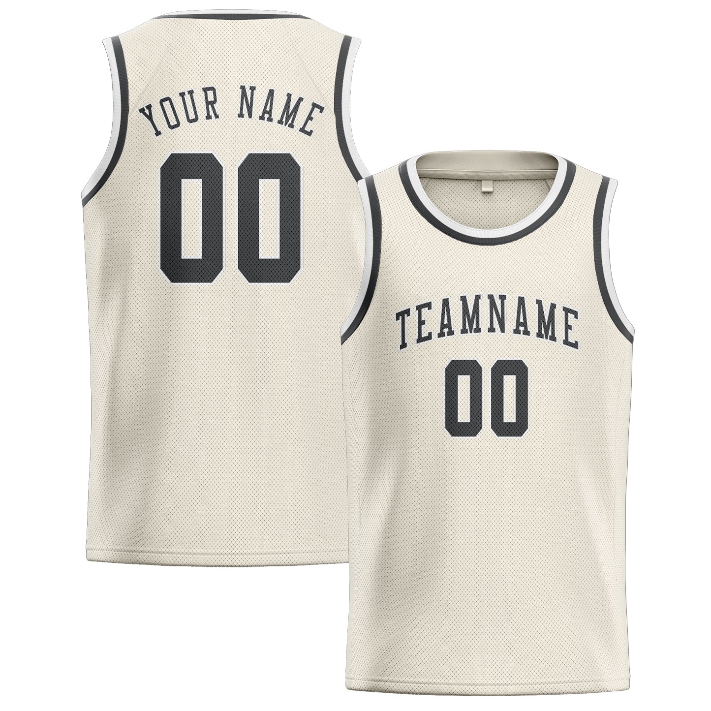 カスタムクリームダークグレーバスケットボールジャージ