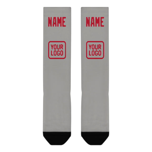 Custom Gray Red Knee-High Sock
