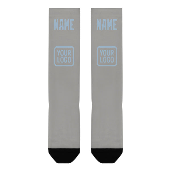 Custom Gray Light Blue Knee-High Sock