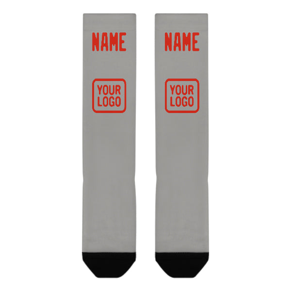Custom Gray Orange Red Knee-High Sock