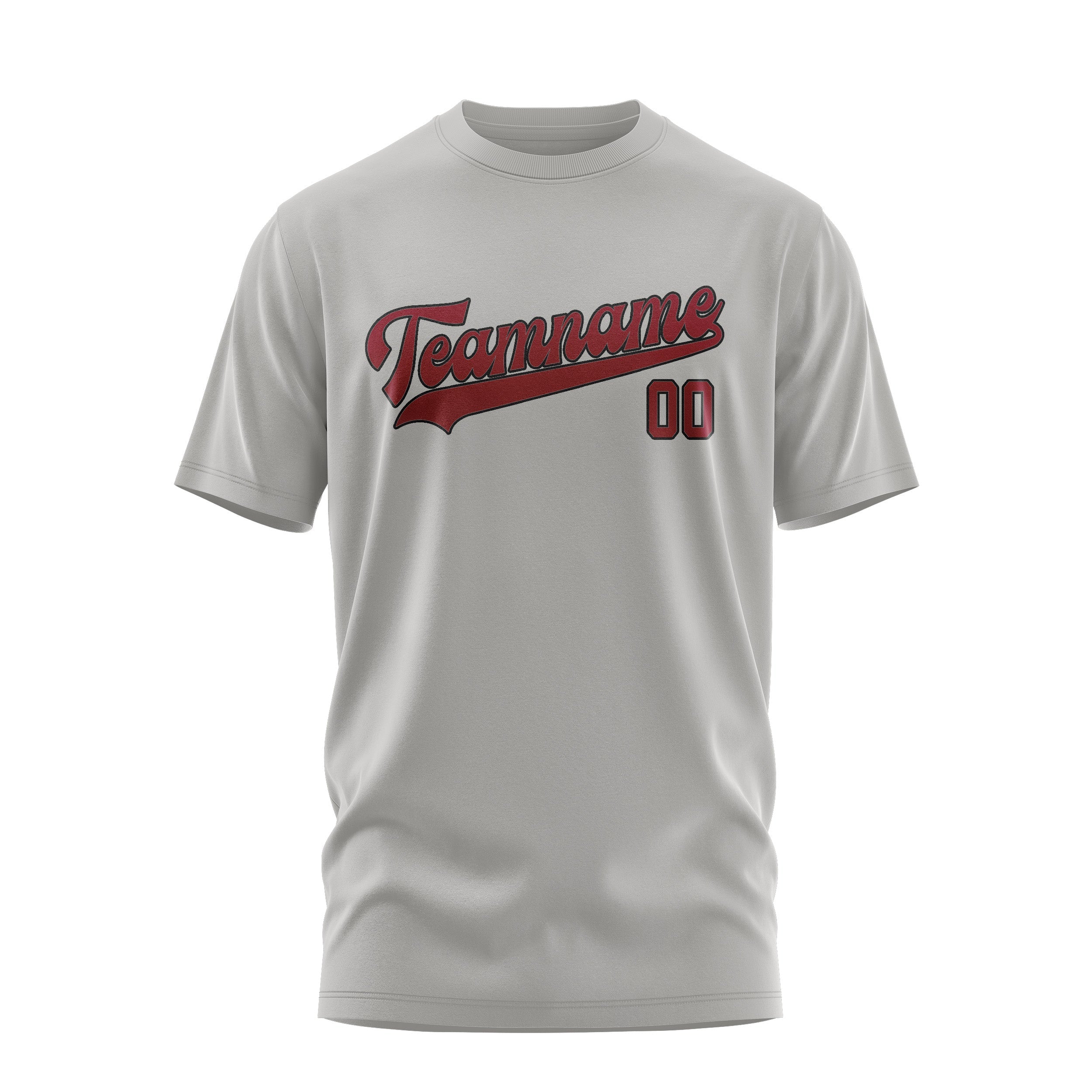 カスタムグレークリムゾンレッドTシャツ