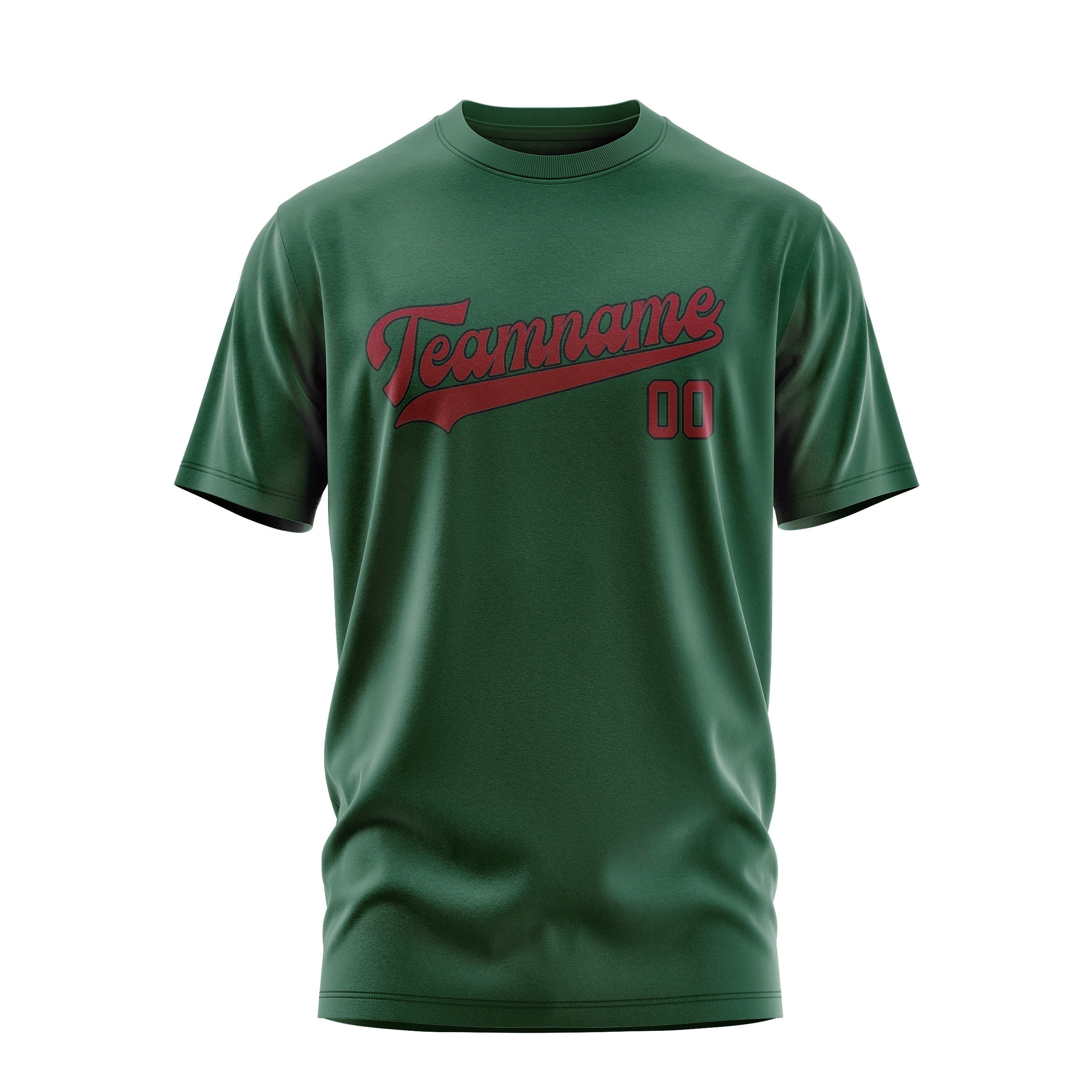 カスタムグリーンクリムゾンレッドTシャツ