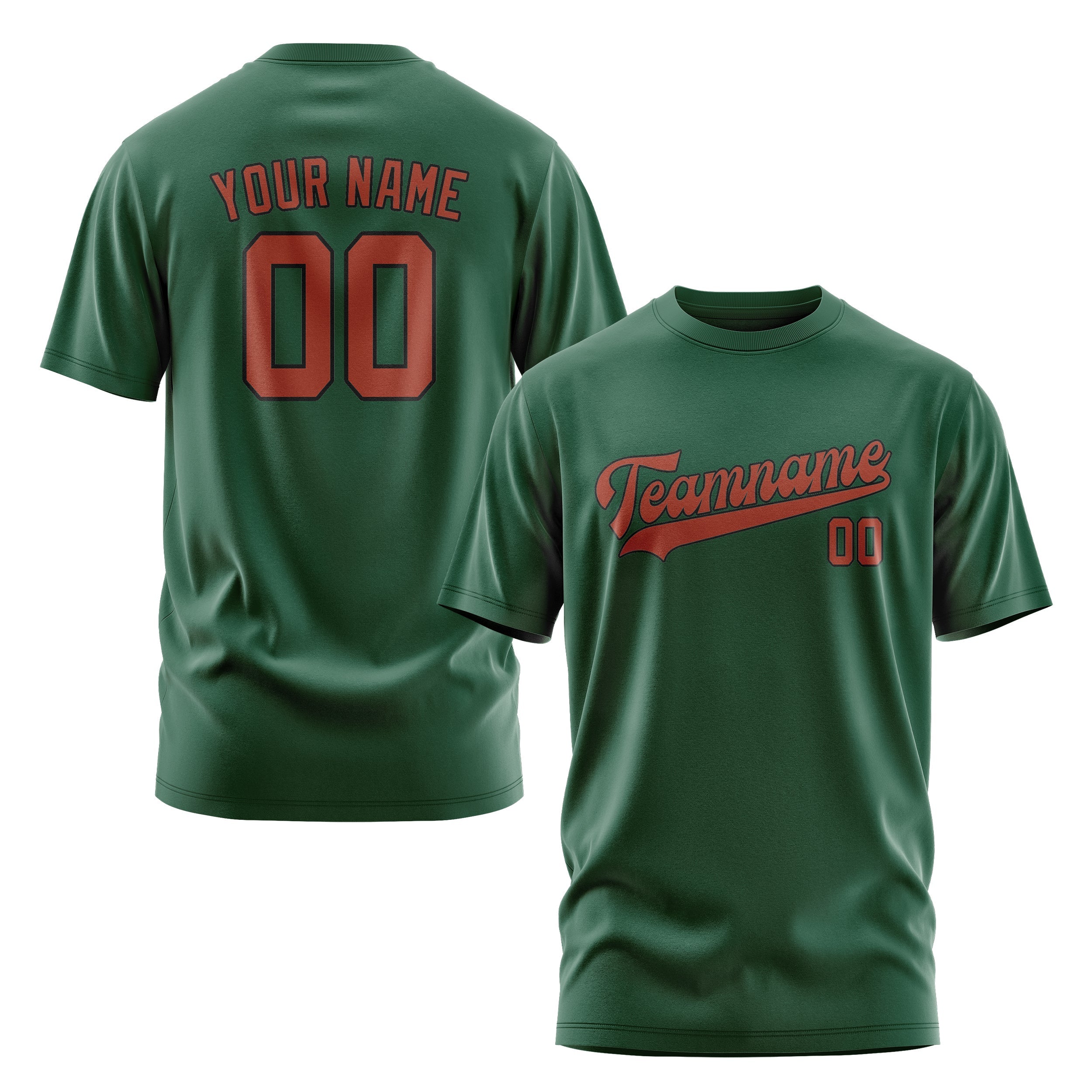カスタムグリーンコーラルレッドTシャツ