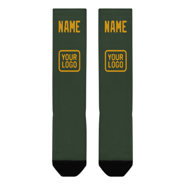 Custom Dark Green Yellow Knee-High Sock