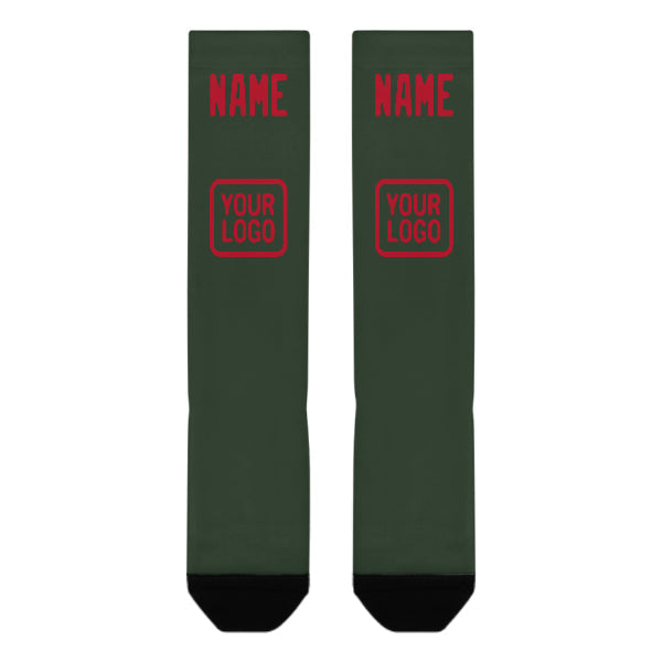 Custom Dark Green Red Knee-High Sock