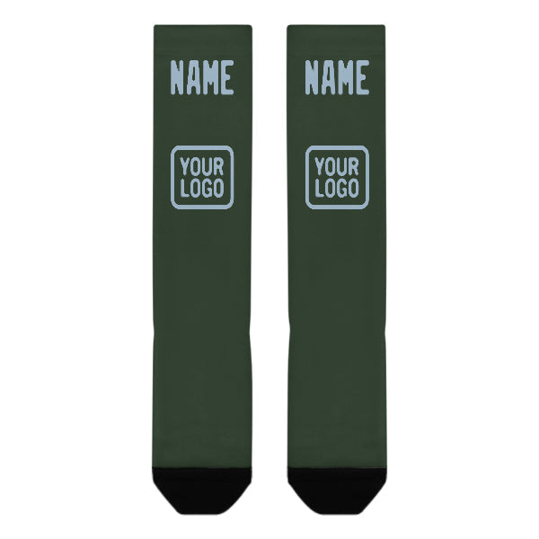 Custom Dark Green Light Blue Knee-High Sock
