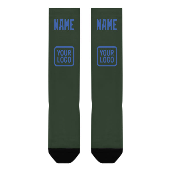 Custom Dark Green Sky Blue Knee-High Sock