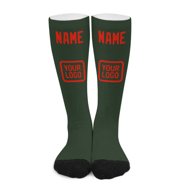 Custom Dark Green Orange Red Knee-High Sock