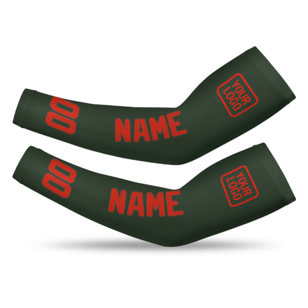 Custom Dark Green Orange Red Arm Sleeve