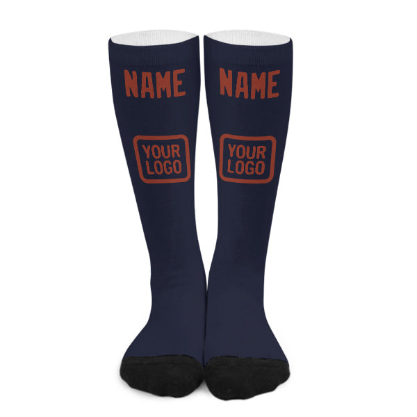 カスタムネイビーコーラルレッドニーハイソックス