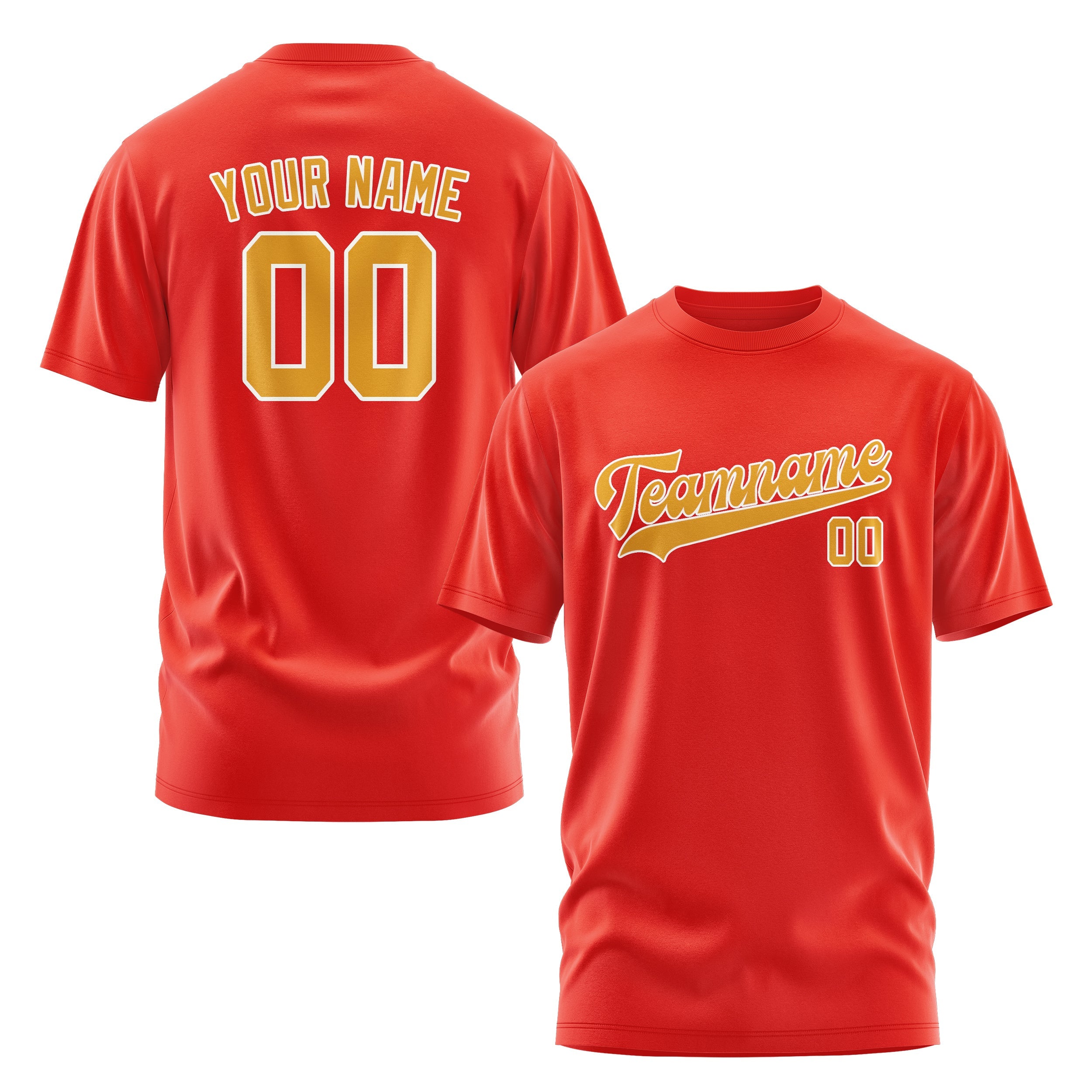 カスタムオレンジレッドイエローTシャツ