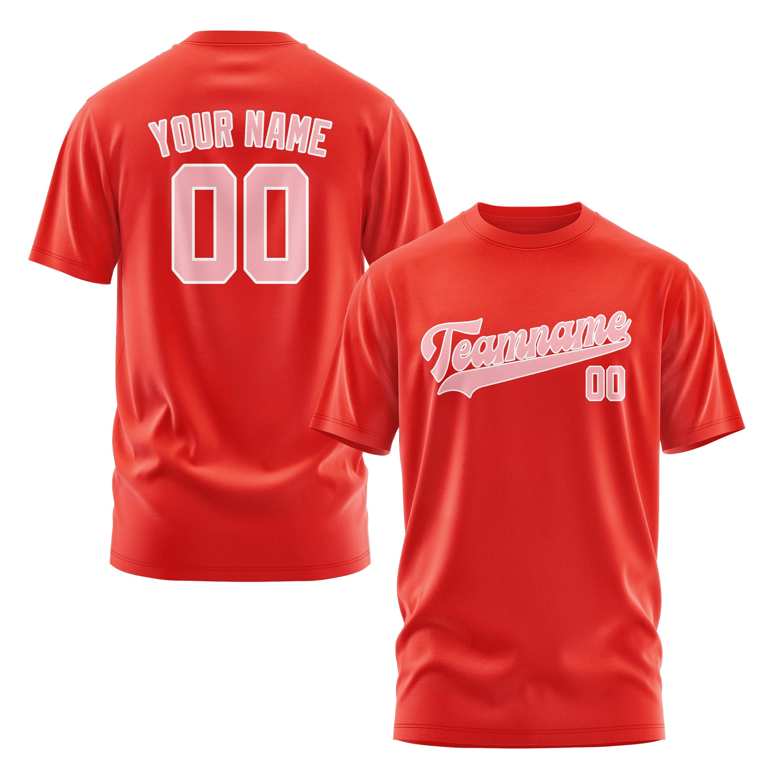 カスタムオレンジレッドライトピンクTシャツ