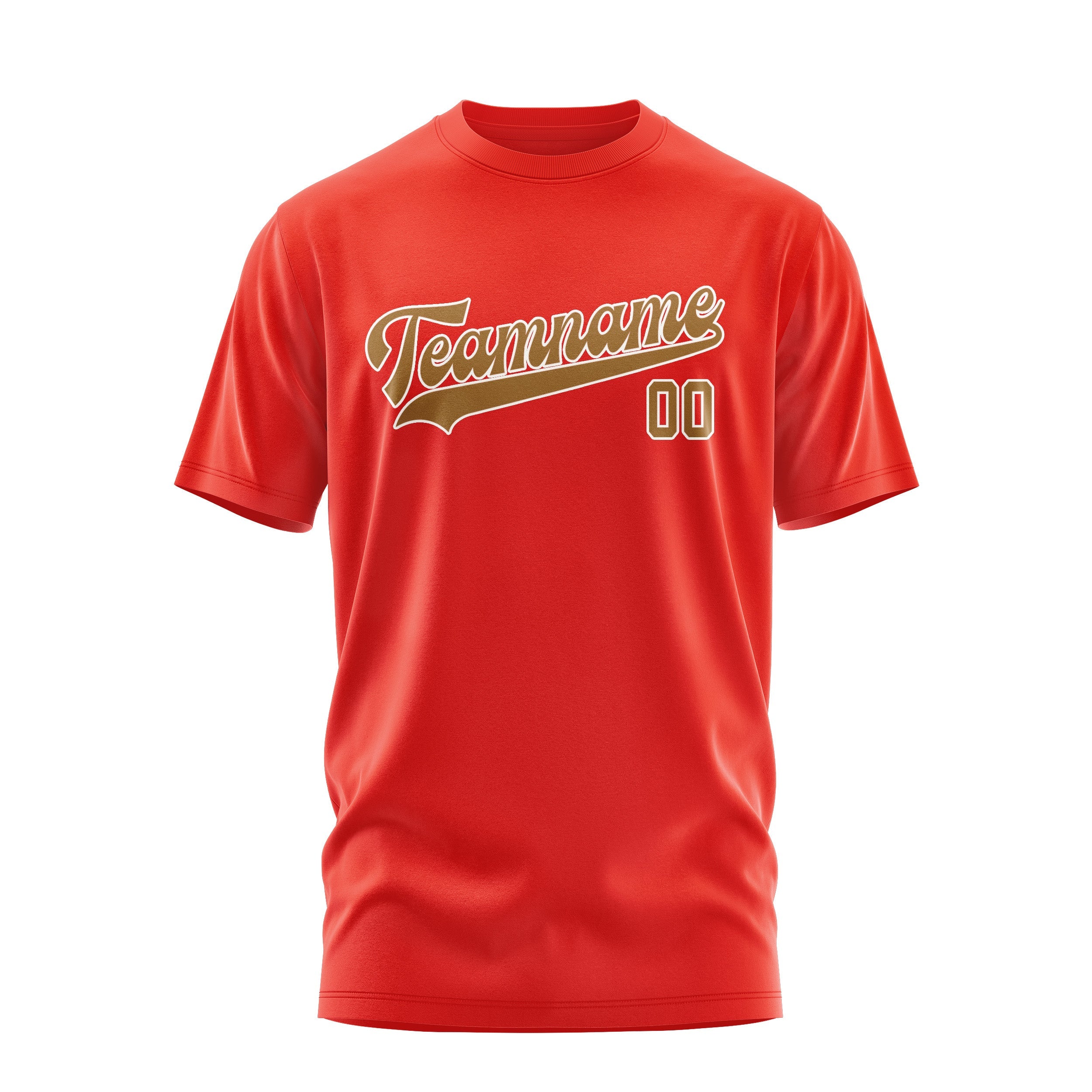 カスタムオレンジレッドカーキTシャツ
