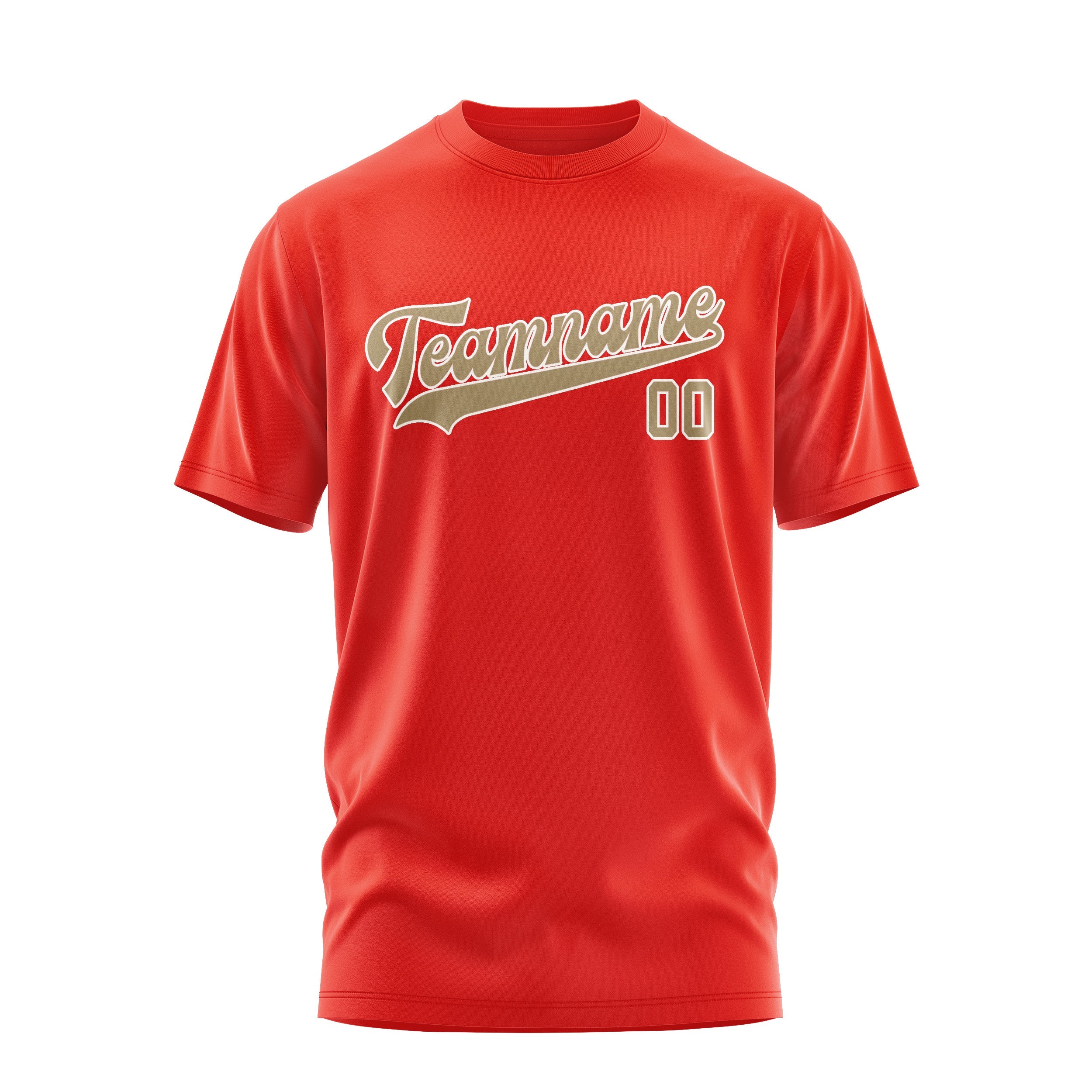 カスタムオレンジレッドライトカーキTシャツ