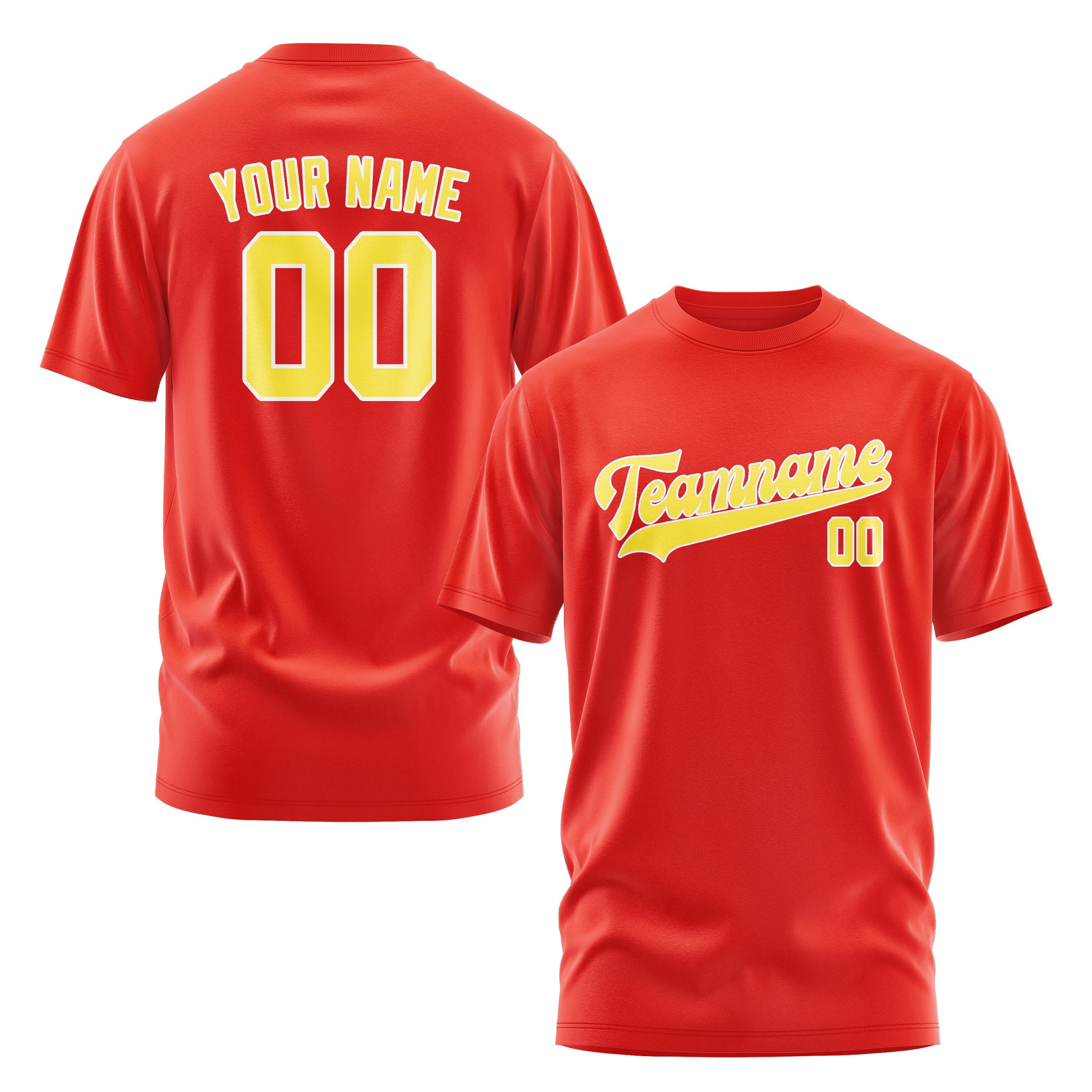 カスタムオレンジレッドライトイエローTシャツ
