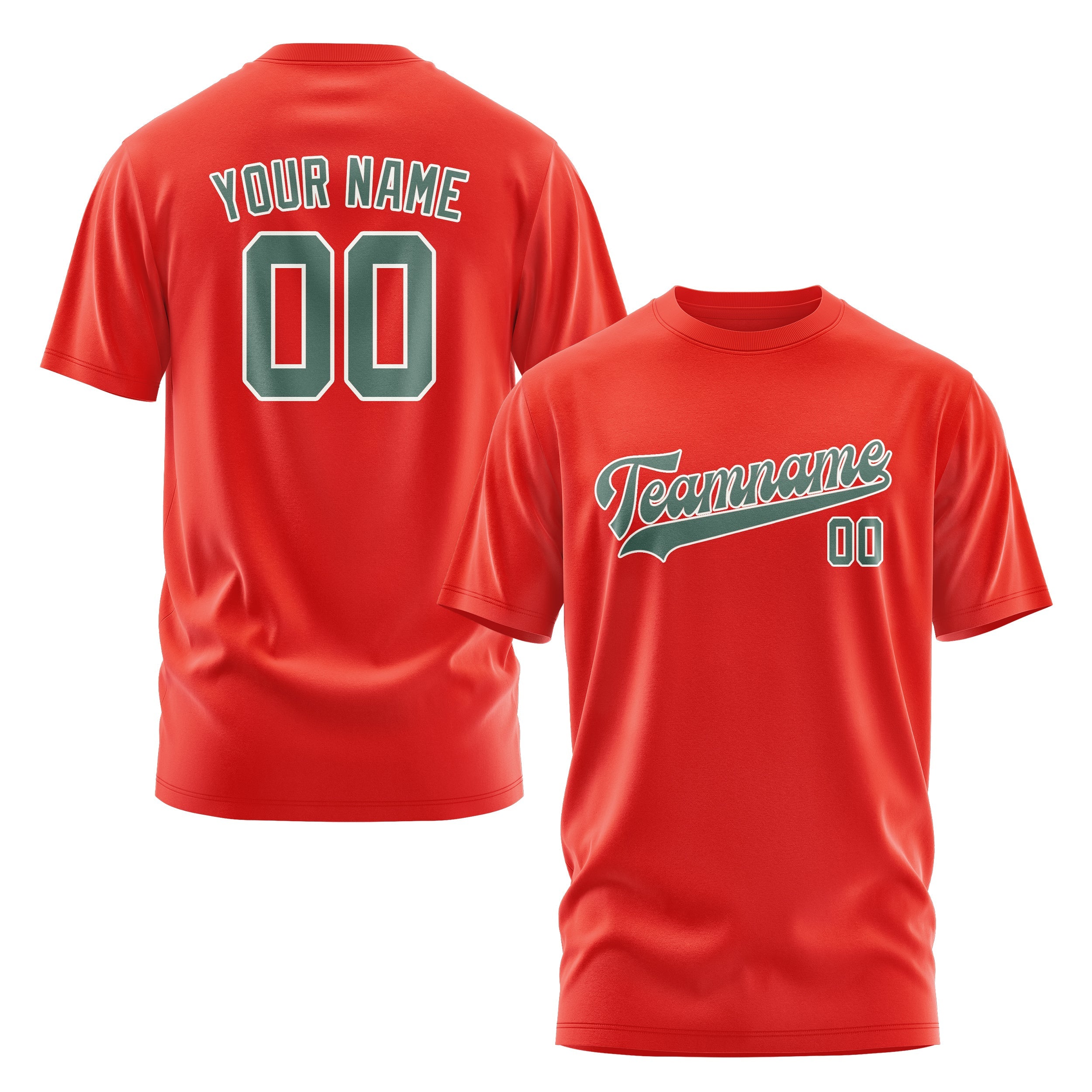カスタムオレンジレッドブルーグリーンTシャツ