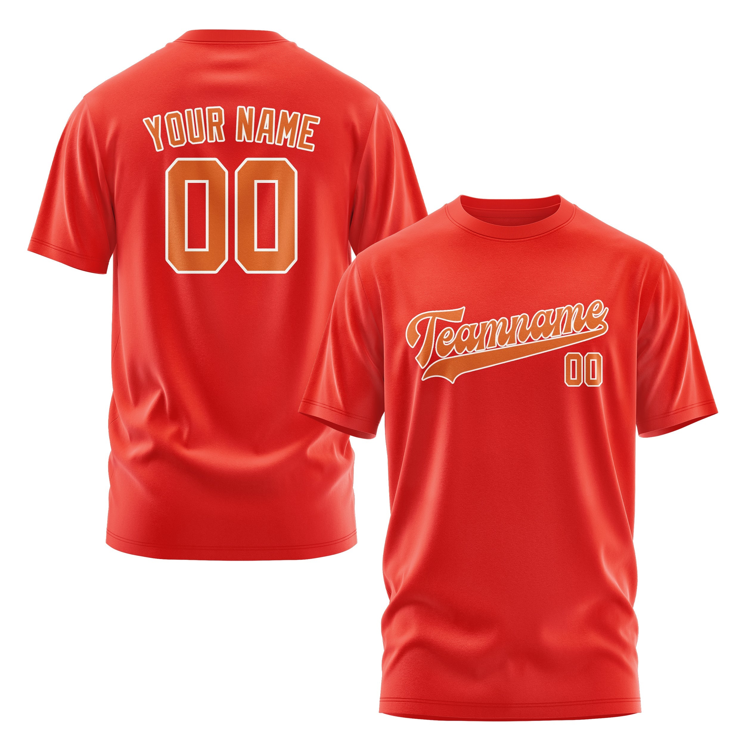 カスタムオレンジレッドオレンジTシャツ