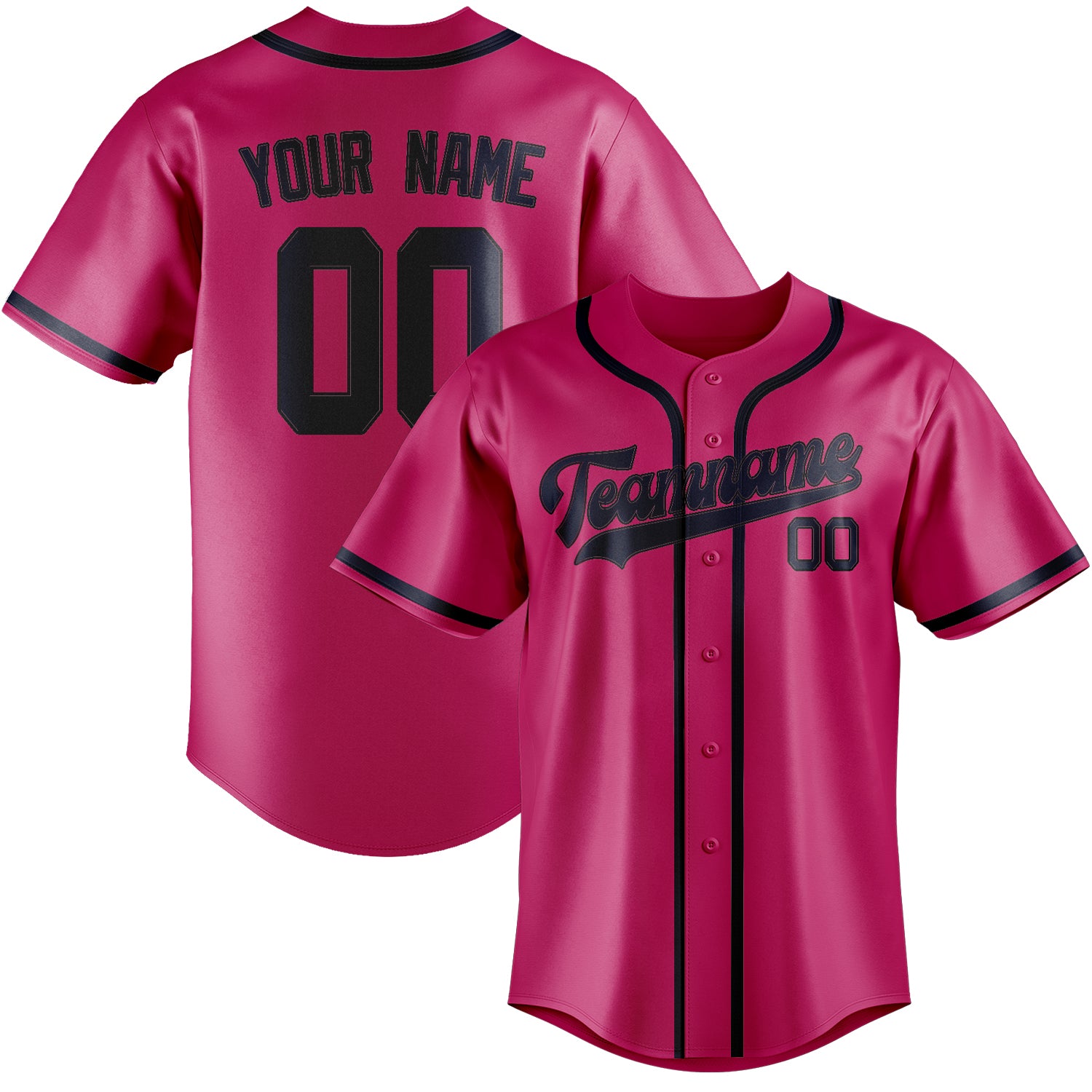 カスタムピンクネイビーベースボールジャージ