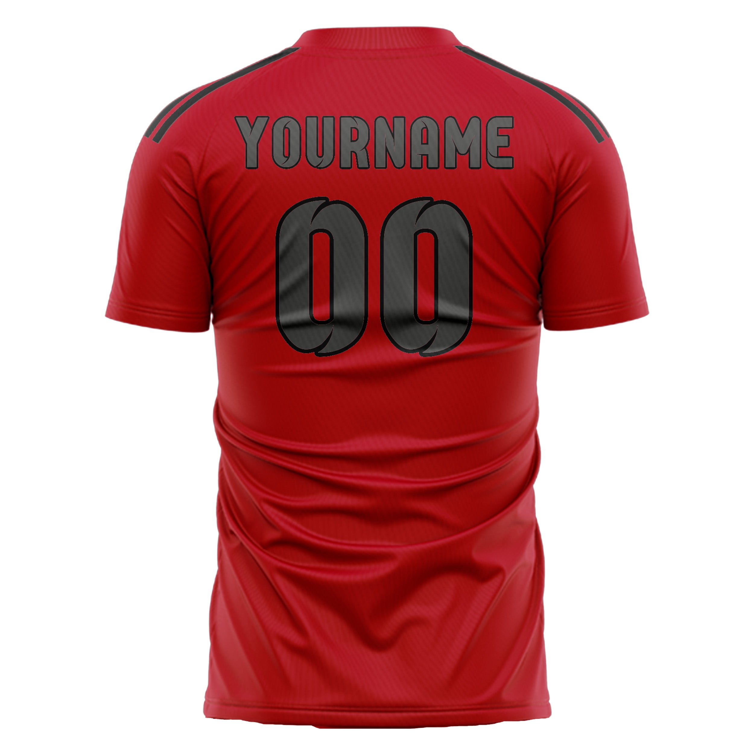 カスタムレッドダークグレーサッカージャージ
