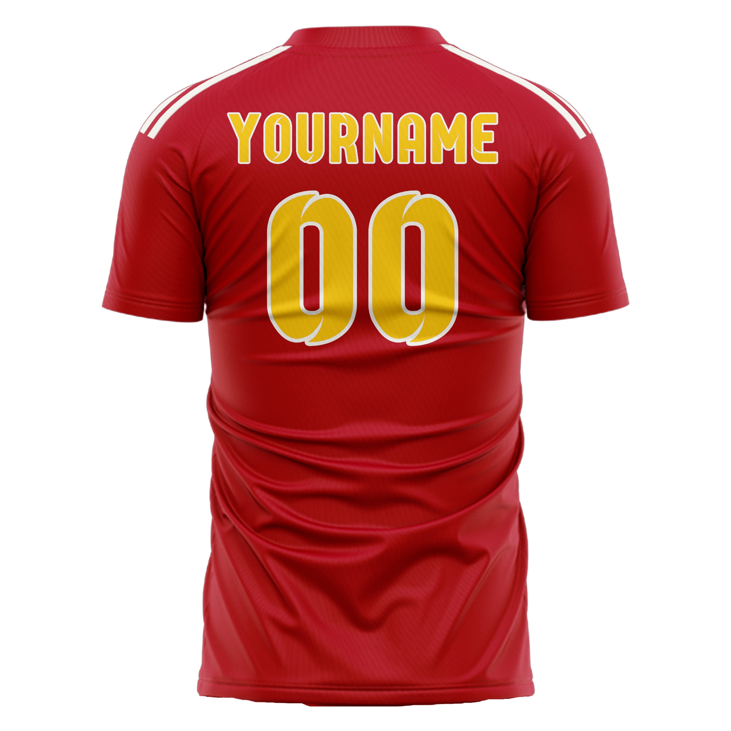 カスタムレッドゴールドサッカージャージ