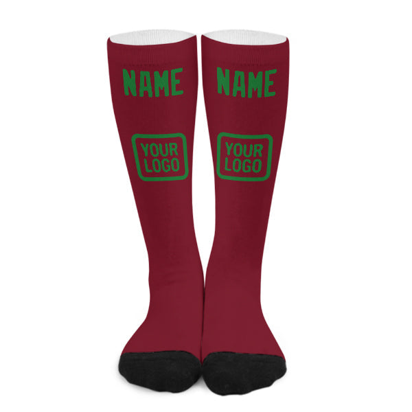Custom Crimson Red Emerald Green Knee-High Sock