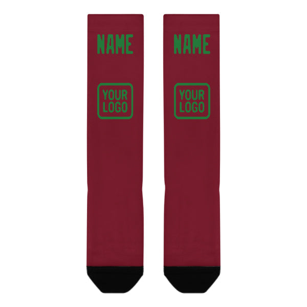 Custom Crimson Red Emerald Green Knee-High Sock