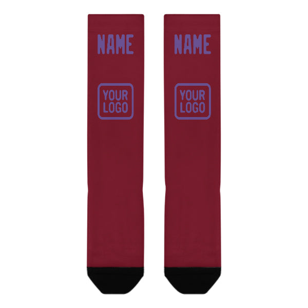 Custom Crimson Red Light Purple Knee-High Sock