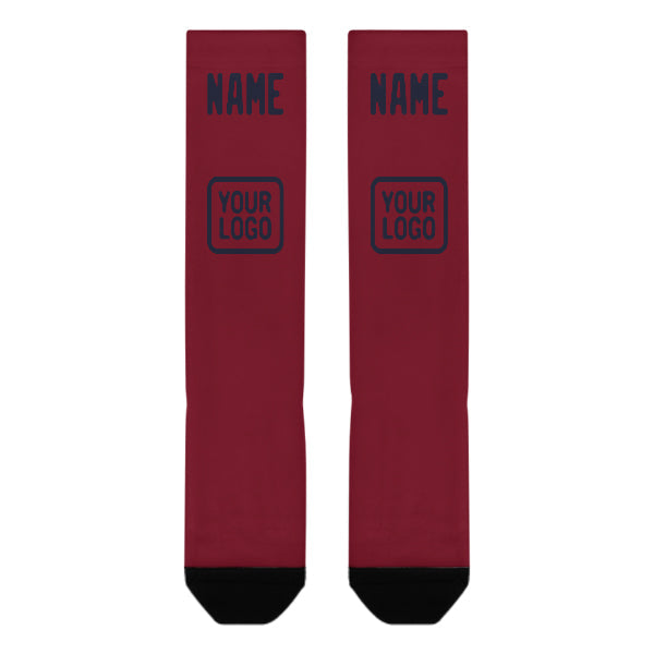 Custom Crimson Red Navy Knee-High Sock