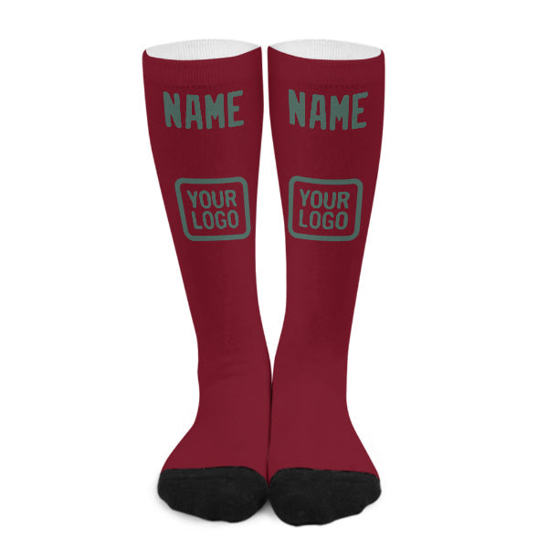 Custom Crimson Red Blue Green Knee-High Sock