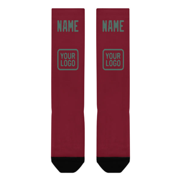 Custom Crimson Red Blue Green Knee-High Sock