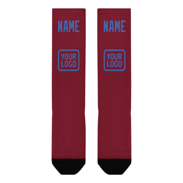 Custom Crimson Red Sky Blue Knee-High Sock