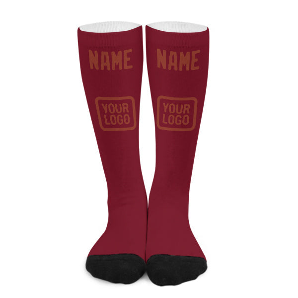 Custom Crimson Red Coral Red Knee-High Sock
