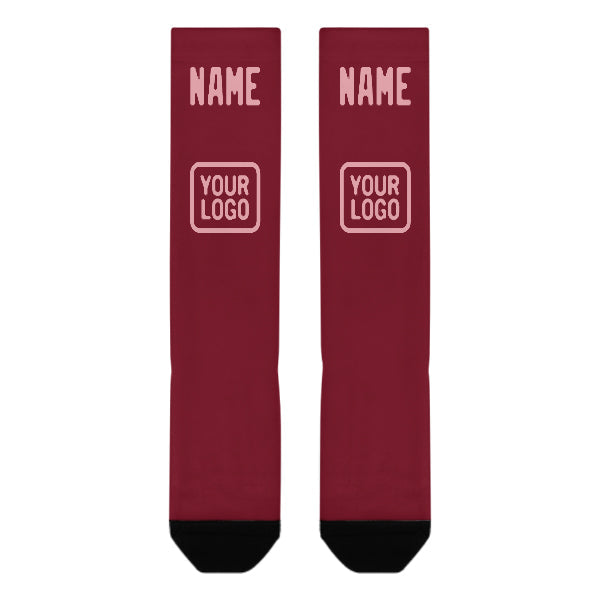 Custom Crimson Red Light Pink Knee-High Sock