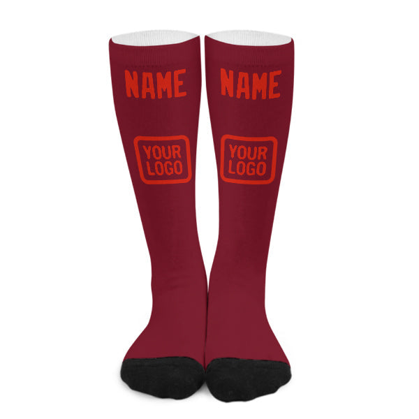 Custom Crimson Red Orange Red Knee-High Sock