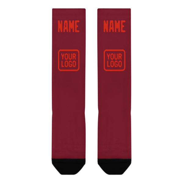 Custom Crimson Red Orange Red Knee-High Sock