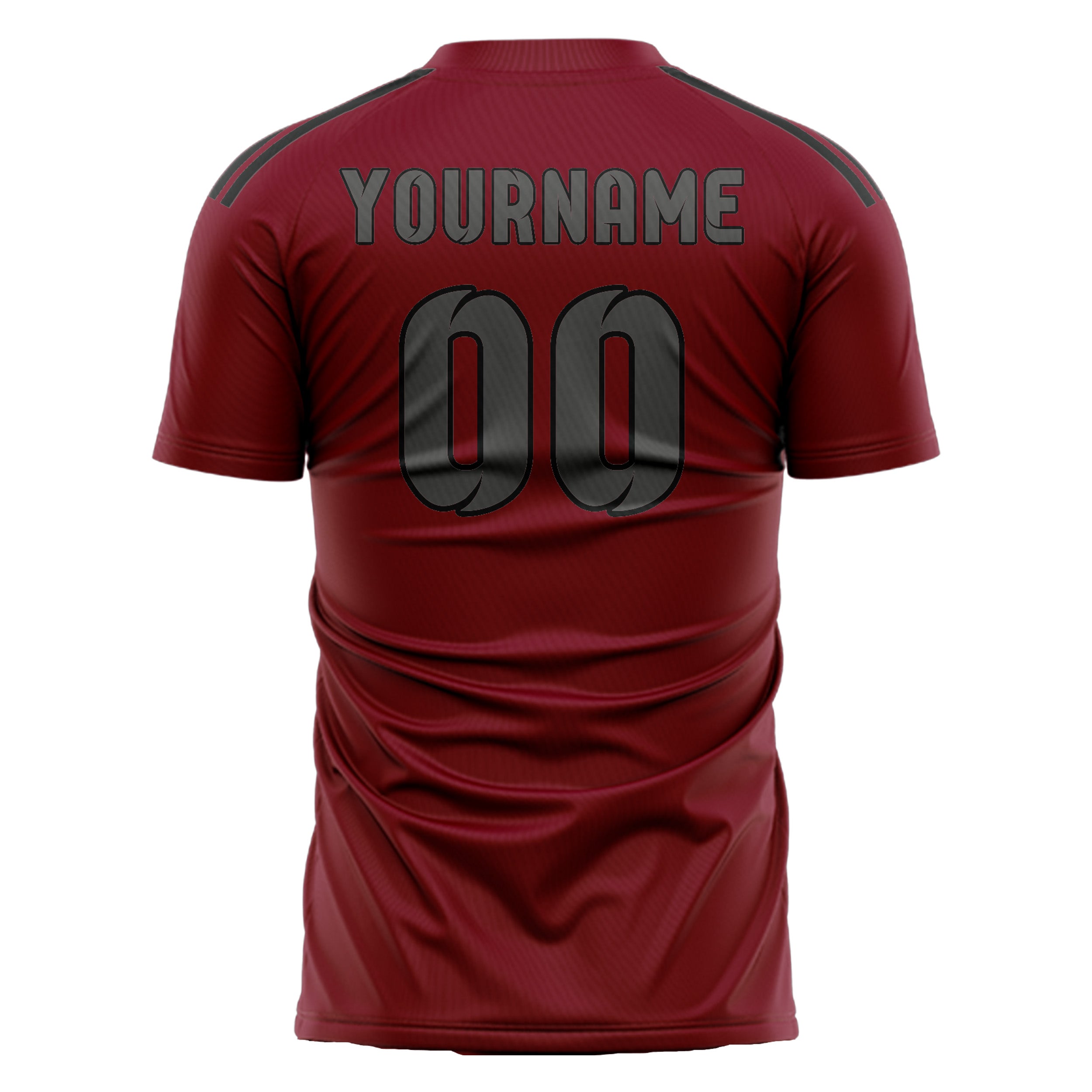 カスタムクリムゾンレッドダークグレーサッカージャージ