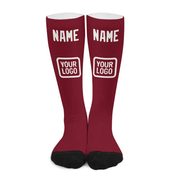 Custom Crimson Red White Knee-High Sock