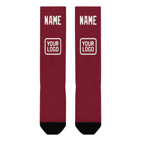 Custom Crimson Red White Knee-High Sock