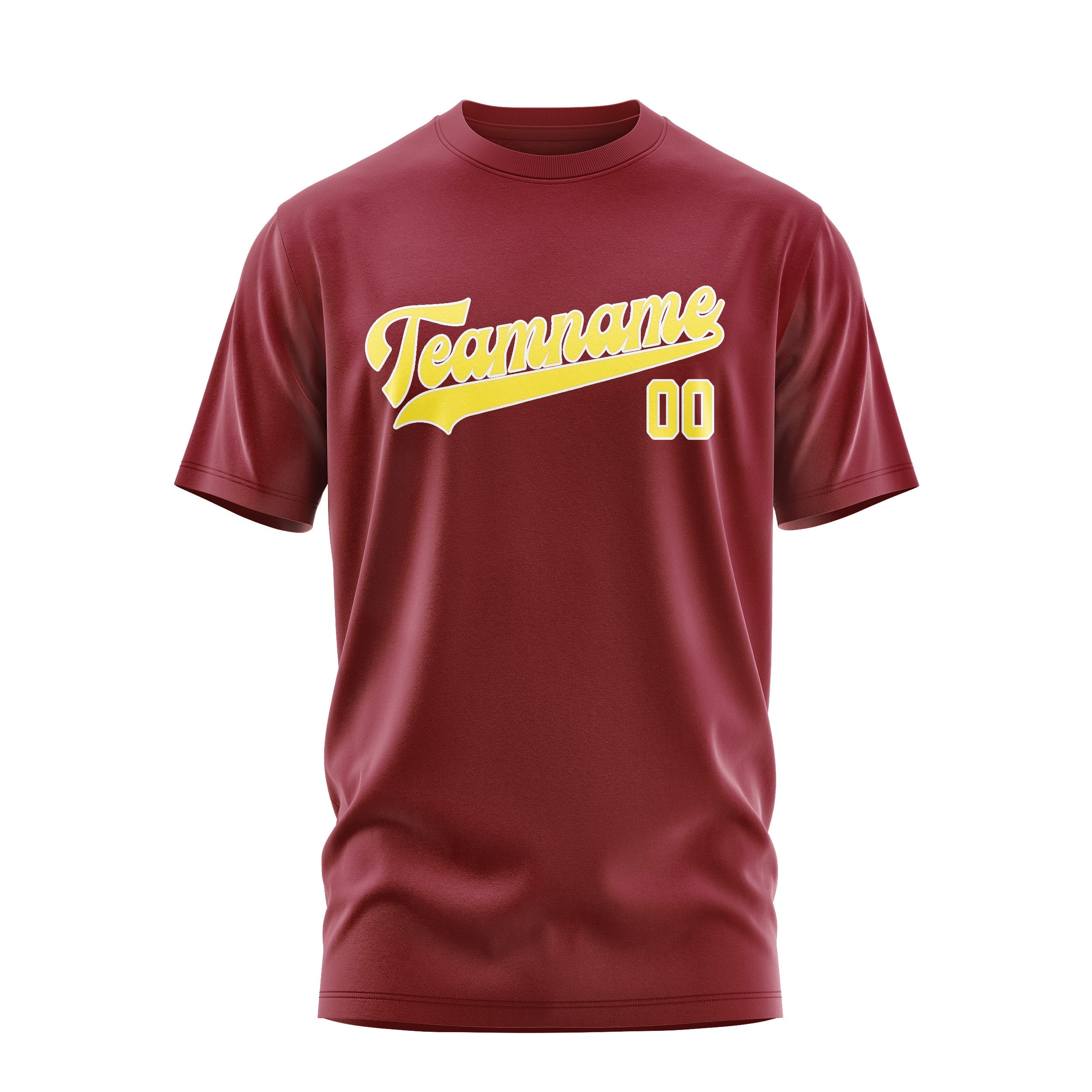 カスタムクリムゾンレッドライトイエローTシャツ
