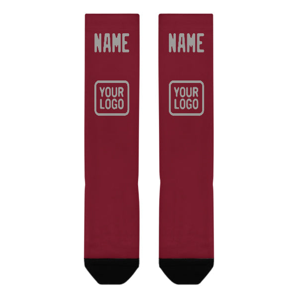 Custom Crimson Red Gray Knee-High Sock
