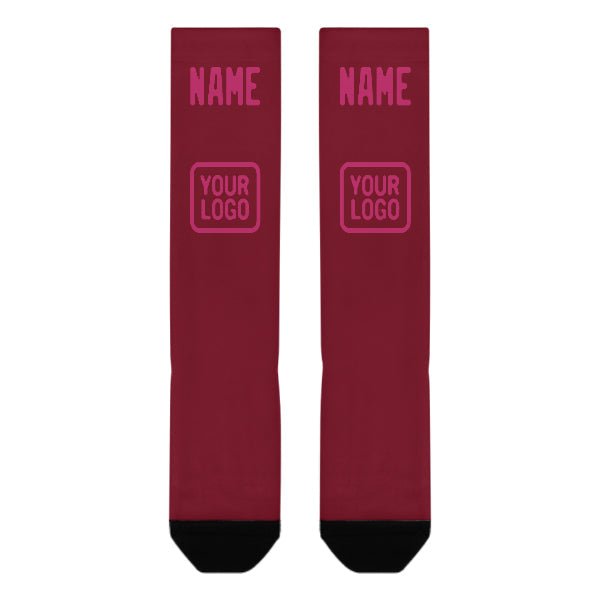 Custom Crimson Red Pink Knee-High Sock