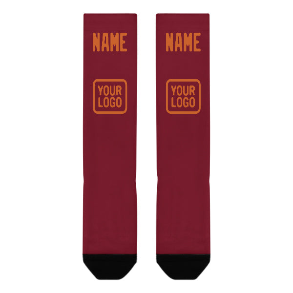 Custom Crimson Red Orange Knee-High Sock