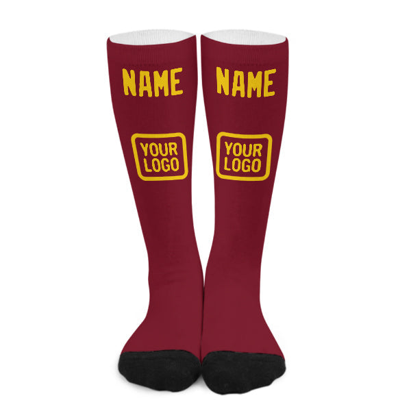 Custom Crimson Red Gold Knee-High Sock