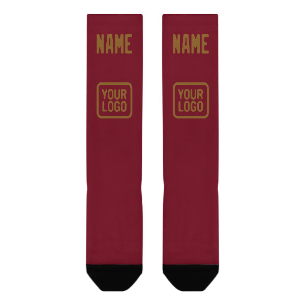 Custom Crimson Red Khaki Knee-High Sock