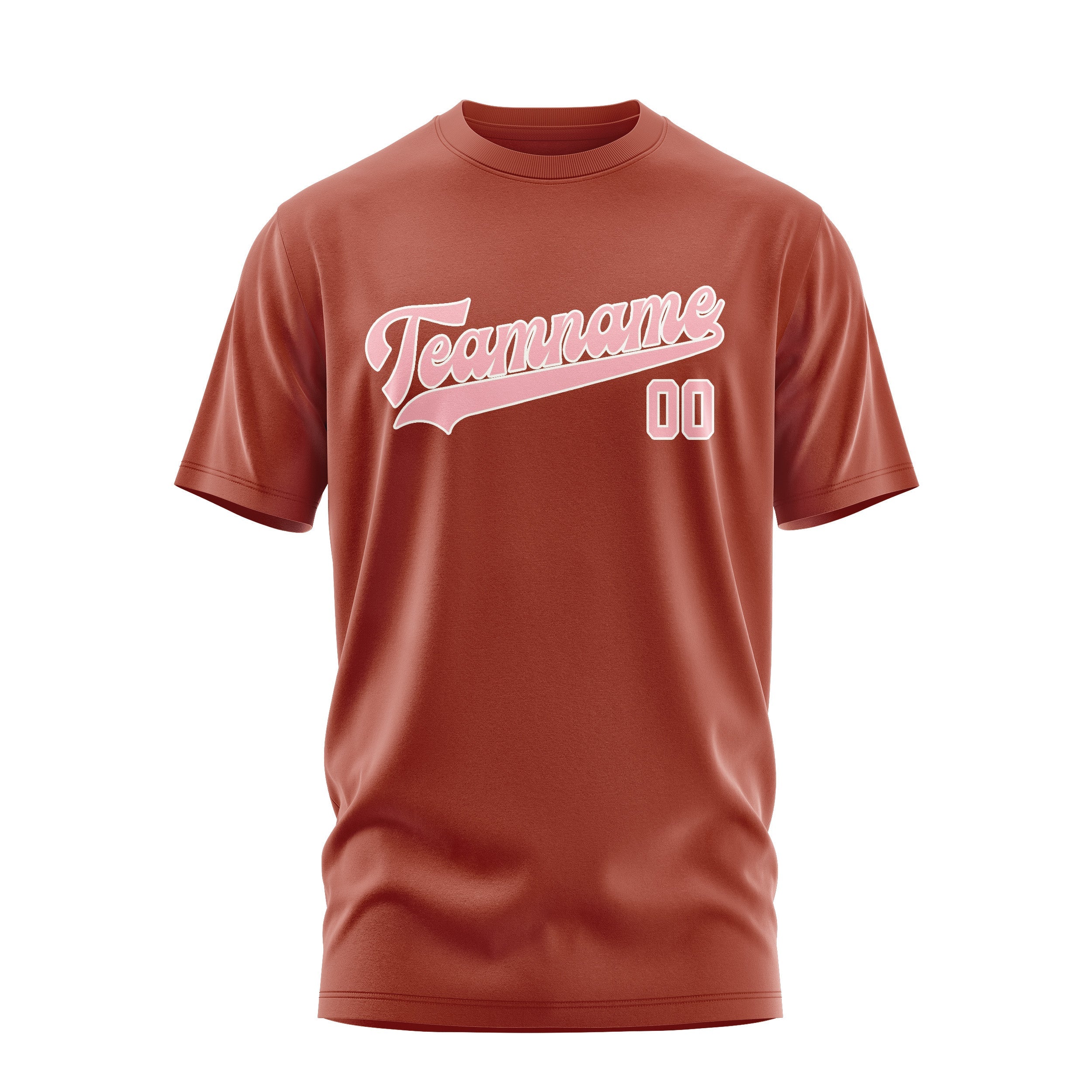 カスタムコーラルレッドライトピンクTシャツ