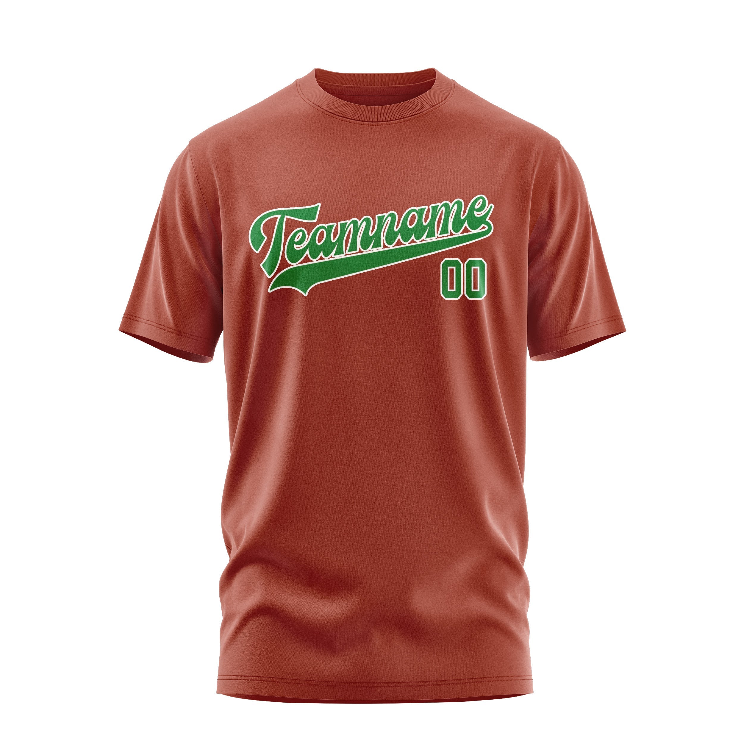 カスタムコーラルレッドエメラルドグリーンTシャツ