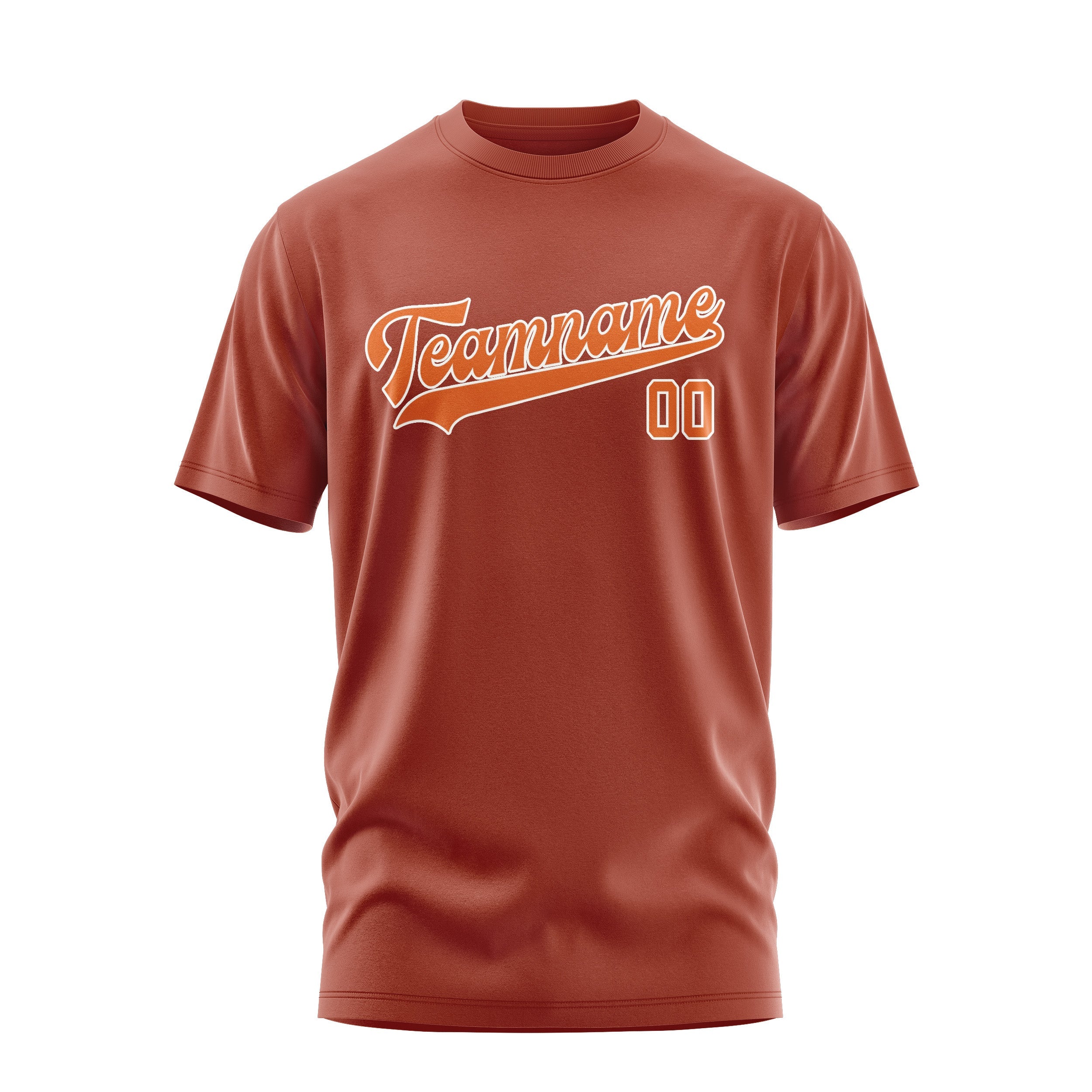カスタムコーラルレッドオレンジTシャツ