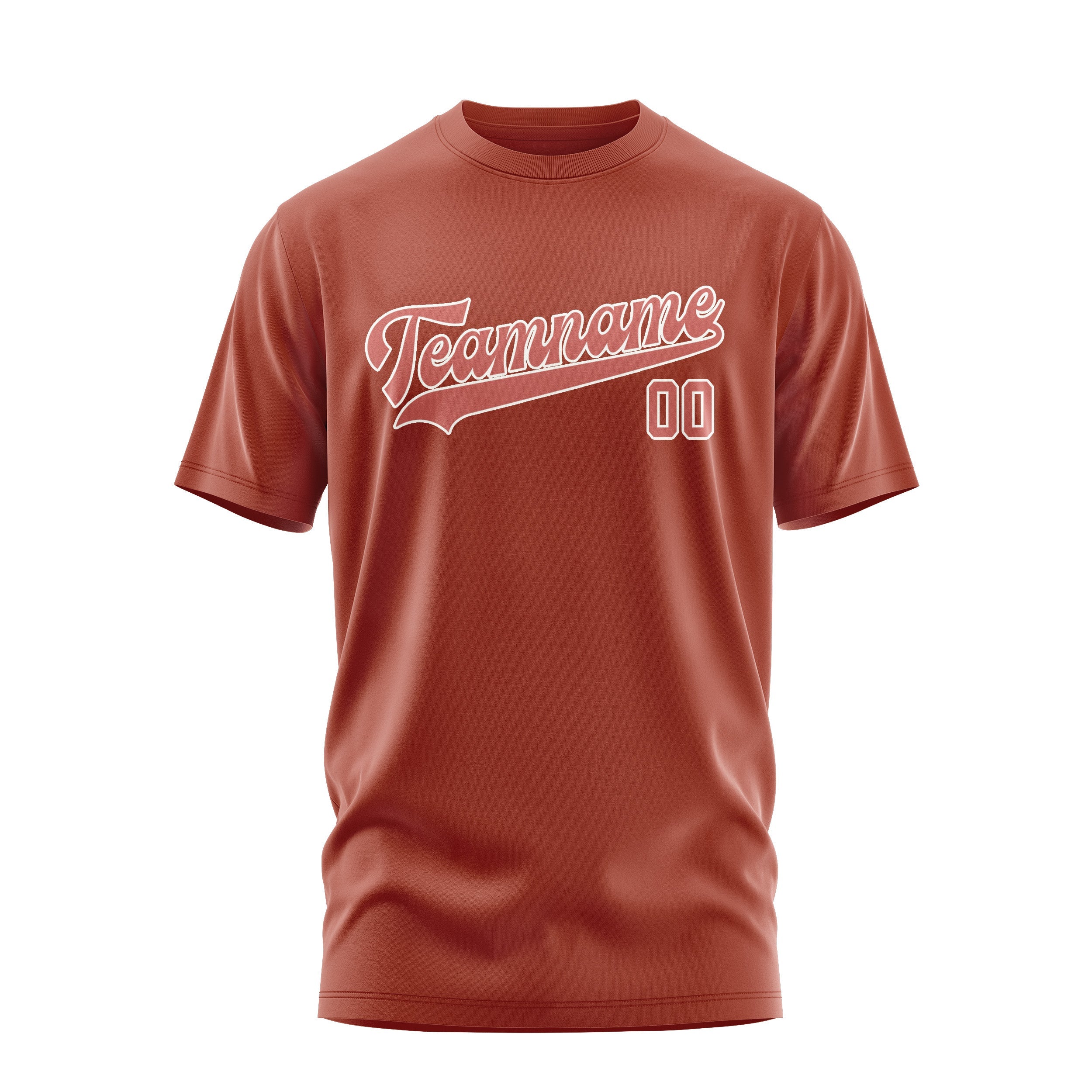 カスタムコーラルレッドコッパーローズTシャツ
